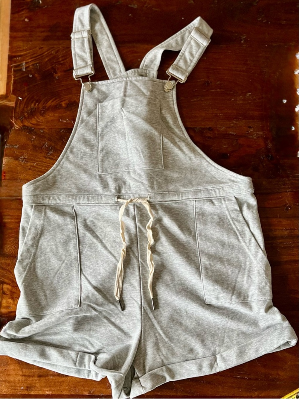 Gray Knit Overall Shorts Romper Sz M